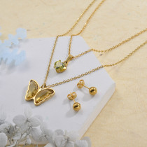 Stainless Steel Butterfly Multilayer Necklace Sets -SSCSG142-29555