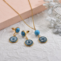 Stainless Steel Evil Eye Necklace Sets -SSCSG142-29590