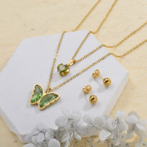 Stainless Steel Butterfly Multilayer Necklace Sets -SSCSG142-29558