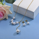 Stainless Steel Pearl Necklace Sets -SSCSG142-29607