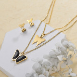 Stainless Steel Butterfly Multilayer Necklace Sets -SSCSG142-29567