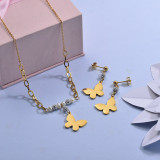 Stainless Steel Butterfly Necklace Sets -SSCSG142-29618