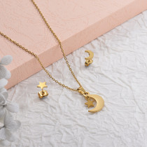 Stainless Steel Heart and Moon Multilayer Necklace Sets -SSCSG142-29572