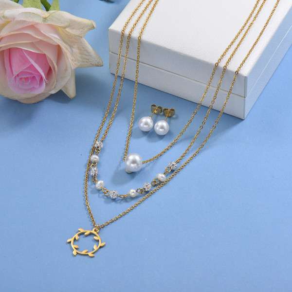 Stainless Steel Multilayer Necklace Sets -SSCSG142-29601