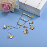 Stainless Steel Butterfly Necklace Sets -SSCSG142-29598