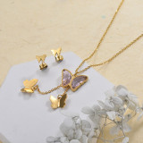 Stainless Steel Butterfly Multilayer Necklace Sets -SSCSG142-29569