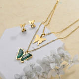 Stainless Steel Butterfly Multilayer Necklace Sets -SSCSG142-29566