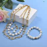 Stainless Steel Multilayer Beaded Necklace Sets -SSBEG142-29599