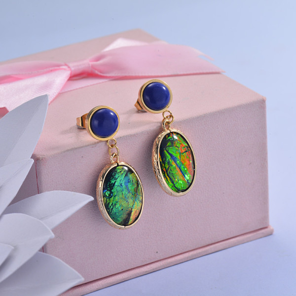 Stainless Steel Opal Earrings -SSBTG142-29648