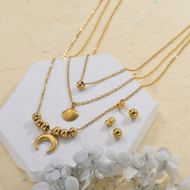 Stainless Steel Multilayer Necklace Sets -SSCSG142-29561