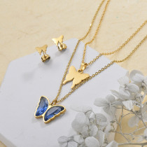Stainless Steel Butterfly Multilayer Necklace Sets -SSCSG142-29570