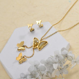 Stainless Steel Butterfly Multilayer Necklace Sets -SSCSG142-29565