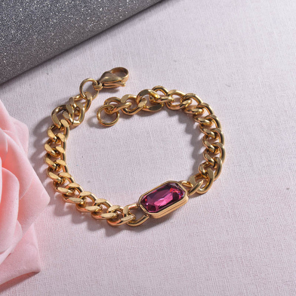 Hippop Style Hot Pink Crystal Chain Bracelets