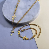 Rose Cross Necklace Bracelets Sets