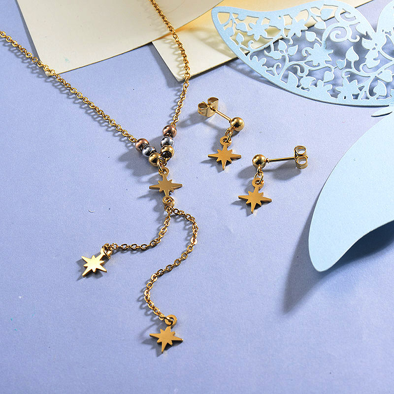 Stainless Steel Star Tassel Jewelry Sets