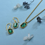 Stainless Steel Green Crystal Jewelry Sets