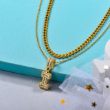 Stainless Steel Chain Initial Letter Cham Pendant Necklace