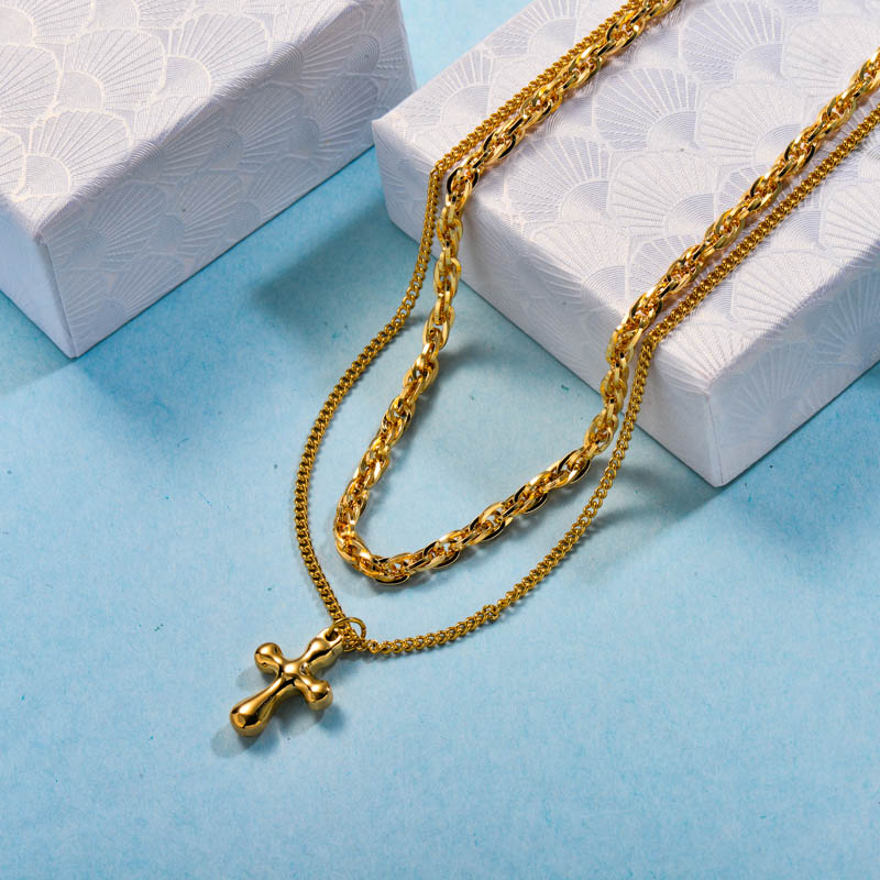 Stainless Steel Multilayered Cross Necklace