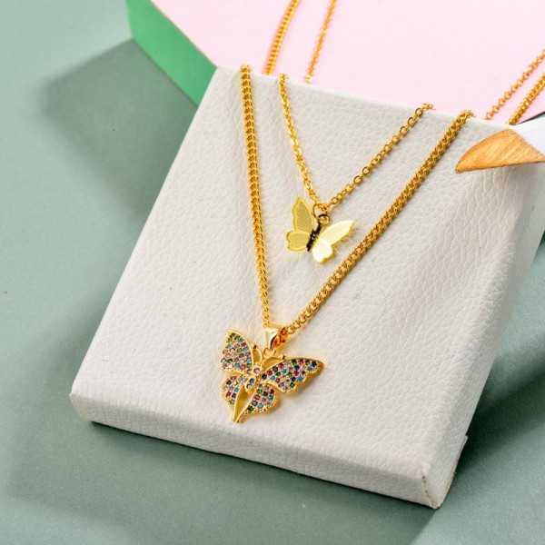 Brass Charm Butterfly Necklace