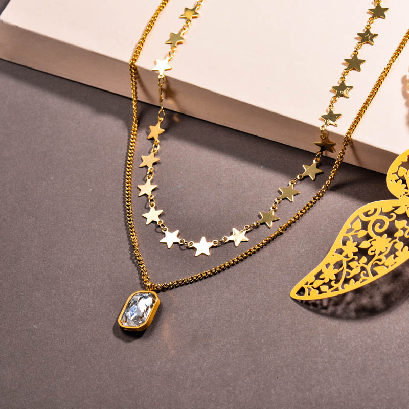 Stainless Steel Star Link Multilayer Necklace