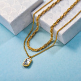 Stainless Steel Multilayered Crystal Necklace