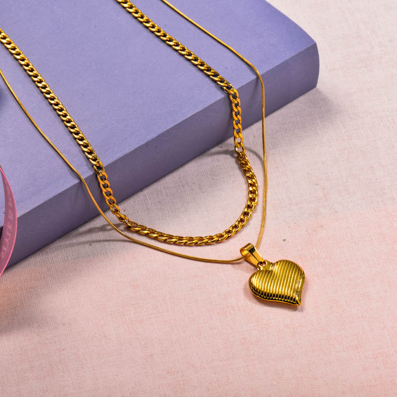 Stainless Steel Multilayered Heart Necklace