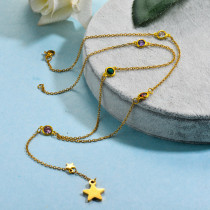 Stainless Steel CZ Star Pendant Necklace
