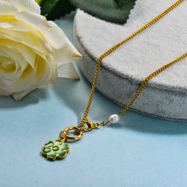 Stainless Steel Toggle Flower Necklace