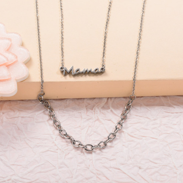 Stainless Steel Mama Multi Layered Necklace