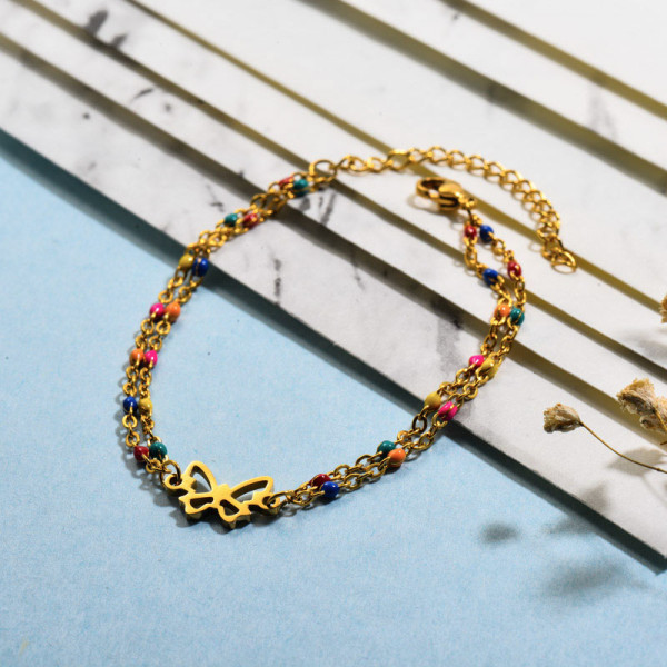 Multi Color Beaded Butterfly Bracelets