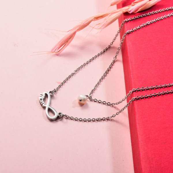 Stainless Steel Infinity Mom Layered Necklace
