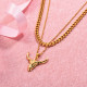 Stainless Steel Double layered Bull Calf Pendant Necklace