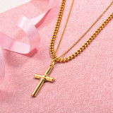 Stainless Steel Double layered Cross Pendant Necklace