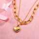 Stainless Steel Double layered Heart Pendant Necklace