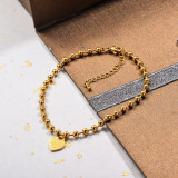 Stainless Steel Beaded Chain Heart Charm Bracelets