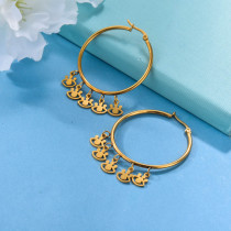 Stainless Steel Hoop Earring with Charms -SSEGG142-31681