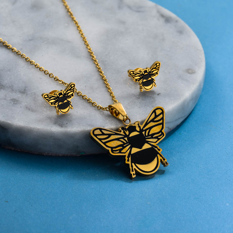 Stainless Steel 18k Gold Plated Jewelry Sets for Women -SSCSG143-31802