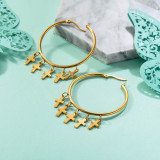 Stainless Steel Hoop Earring with Charms -SSEGG142-31648