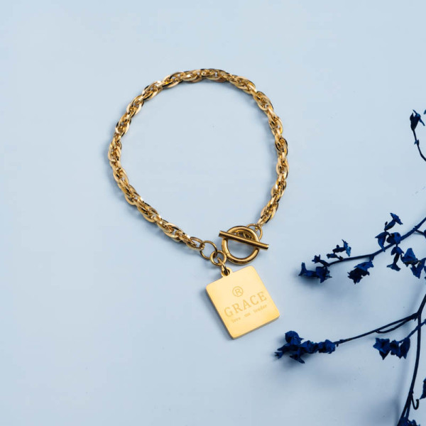 Stainless Steel 18k Gold Plated Charm Bracelets -SSBTG142-31480