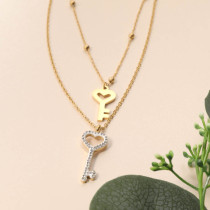 Stainless Steel 18k Gold Plated Necklace -SSNEG142-31588