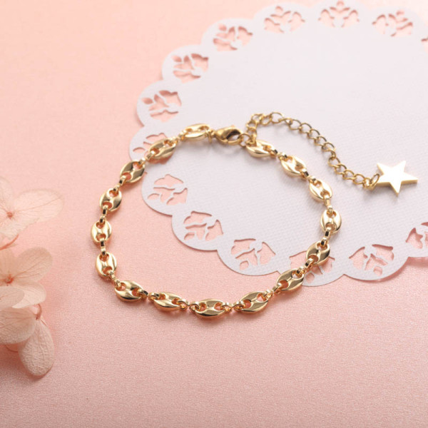 Stainless Steel 18k Gold Plated Chain Bracelets-SSBTG142-31567