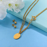 Stainless Steel 18k Gold Plated Jewelry Sets for Women -SSCSG142-31690