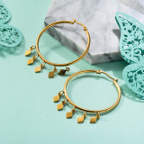 Stainless Steel Hoop Earring with Charms -SSEGG142-31649