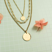 Stainless Steel 18k Gold Plated Necklace -SSNEG142-31489