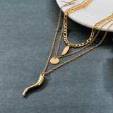 Stainless Steel 18k Gold Plated Necklace -SSNEG142-31658