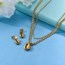 Stainless Steel 18k Gold Plated Jewelry Sets for Women -SSCSG142-31687
