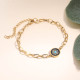 Stainless Steel 18k Gold Plated Evil Eye Charm Bracelets-SSBTG142-31577