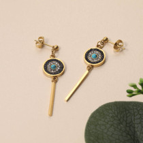 Stainless Steel 18K Gold Plated Evil Eye Earrings for Women -SSEGG142-31595