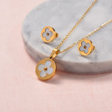 Stainless Steel 18k Gold Plated Jewelry Sets for Women -SSCSG143-31708