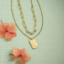 Stainless Steel 18k Gold Plated Necklace -SSNEG142-31499